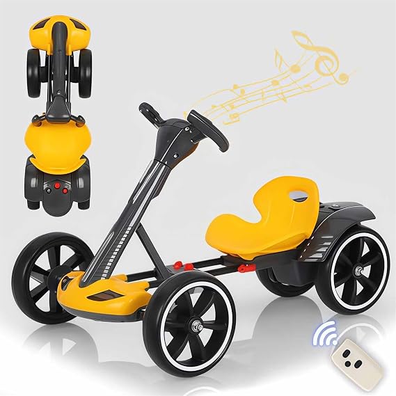 Kids Drift Electric Go Kart - 6/12V Ride-On Toy for Ages 3-8, 4-Wheel Design with Adjustable Seat, Music & Horn, Max Load 30kg