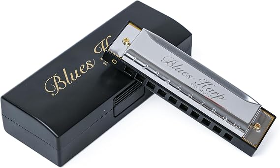 Blues Harp Diatonic Harmonica, 10-Hole Key of C, Beginner Harmonica for Students & Adults, with Protective Case
