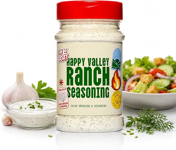 The GOAT Ranch Dressing Seasoning Mix 200g Jar - Tangy Powdered Salad Spice and Flavour Blend with Buttermilk Infusion, Herb Fusion, Ideal for Dips, Veggies, Chicken, Fries, Marinades