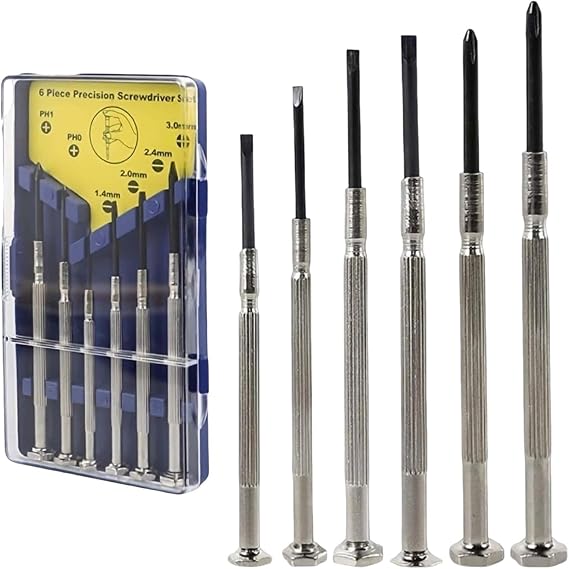 6 Pcs Mini Screwdriver Set, Eyeglass Repair Precision Screwdrivers, Precision Repair Tool Kit with 6 Different Size Screwdrivers, Small Screwdriver Kit in case for Glasses, Jewelers, Watchmaker