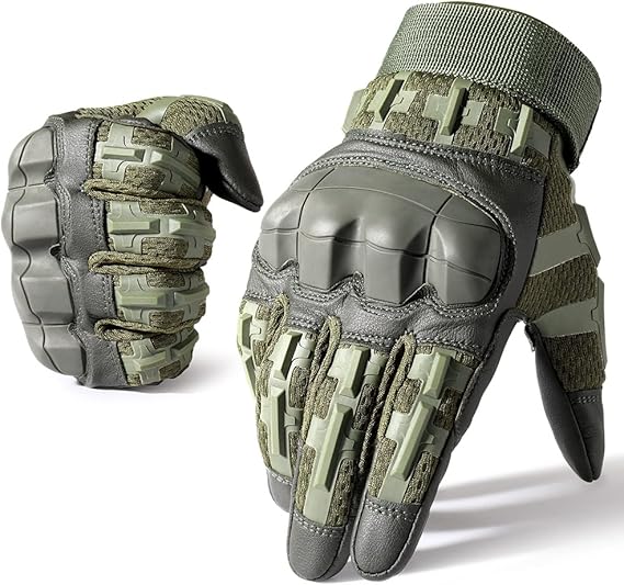 AXBXCX Touchscreen Full Finger Gloves for Men, Padded Outdoor Gloves Green