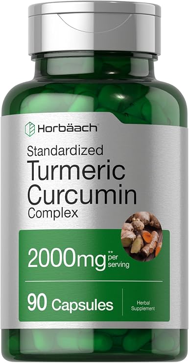 Horbaach Turmeric Curcumin Supplement | 90 Capsules | Complex with Black Pepper | Non-GMO, Gluten Free