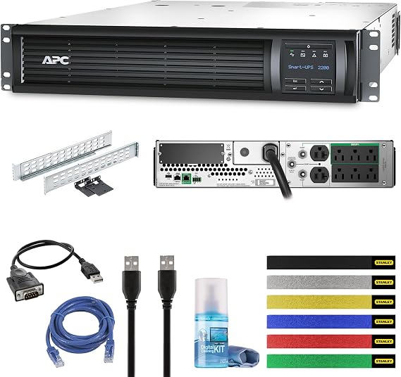APC 2200VA UPS SMT2200RM2UC Rack Mount Sinewave Battery Backup Bundle