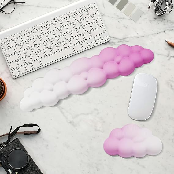 2X Cloud Wrist Rest - Memory Foam Keyboard Palm Rest with Non-Slip Base for Office, Computer, Laptop, Gaming (Purple)