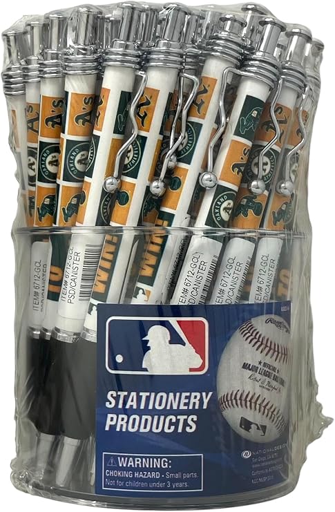 Pro Specialties Group MLB 48-Pack Tub Retractable Click Pens- Great Stocking Suffers and Party Favors (Oakland A's 48 Pen Tub)