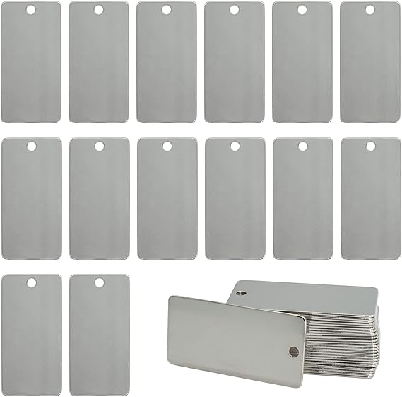 StayMax Metal Engraving Blanks Stamping Blanks Stainless Steel Rectangle Blank Tags 1 Inch x 2 Inch 25 Pack