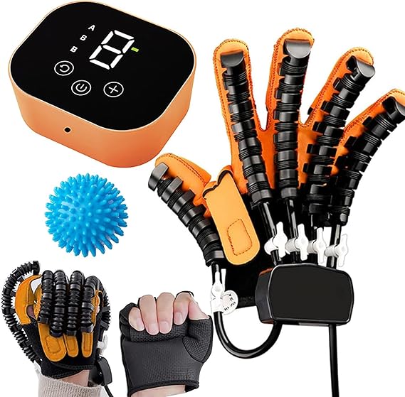 GAOXIAO Gants de Reeducation Robotises, Equipement de Reeducation de la Main, Gants Robotises Pour la Reeducation de L'avc, Rehabilitation Training Gloves Pour les Doigts Paralyses A Right Hand XXL