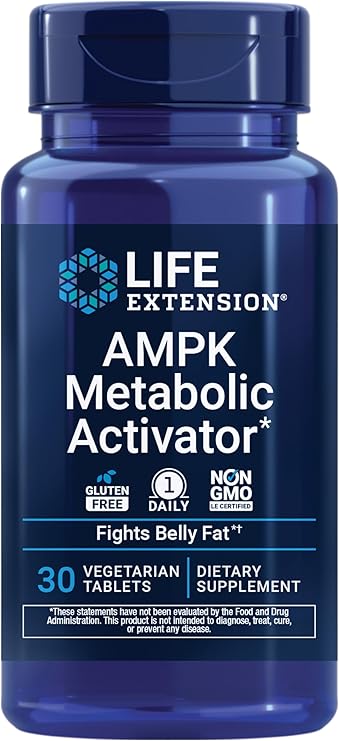 Life Extension AMPK Metabolic Activator*, Hesperidin, G. pentaphyllum, Fight unwanted Belly Fat, Target Overall Fat, Gluten-Free, Vegetarian, 1-Daily, Non-GMO, 30 Tablets