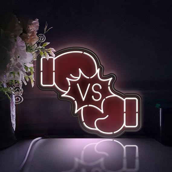 Boxing Match Opponent Led Light Box, Boxing Match Wall Art Decor, Desktop Decorations (Static Light, Large Size)
