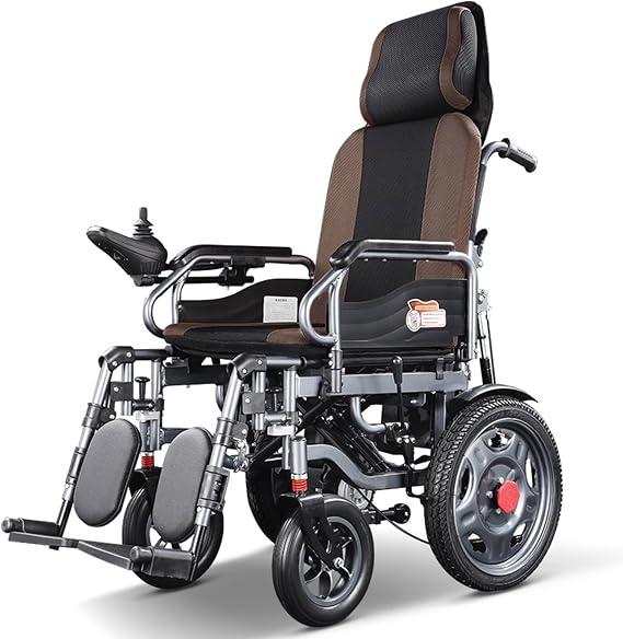 Electric Wheelchair with Headrest, Electric Power Or Manual Manipulation, Adjustable Backrest and Pedal Angle, 360 Joystick, 12AH lithium battery