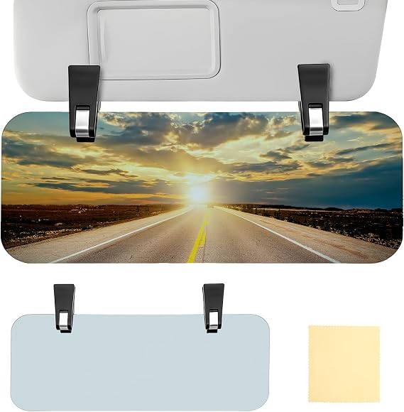 Sun Visor Extender for Car, Adjustable Car Visor Extender Sun Blocker, Universal Visors Extenders Attachment for Cars Visors, Double-Clip, Anti Glare Stray Light