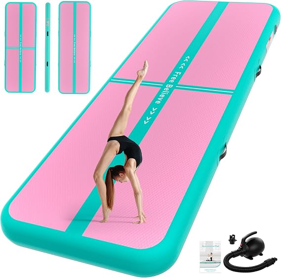 FINCOME Inflatable Gymnastics Mat Tumble Track Air Mats for Home with Pump