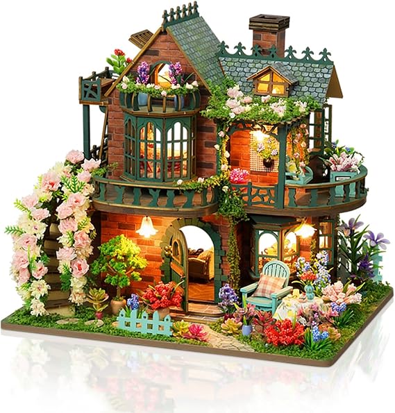Sexy outfit DIY Miniature House Kits, Mini Dollhouse with LED, Wooden Crafts for Adults Teen to Building, Birthday (Elfin Garden)
