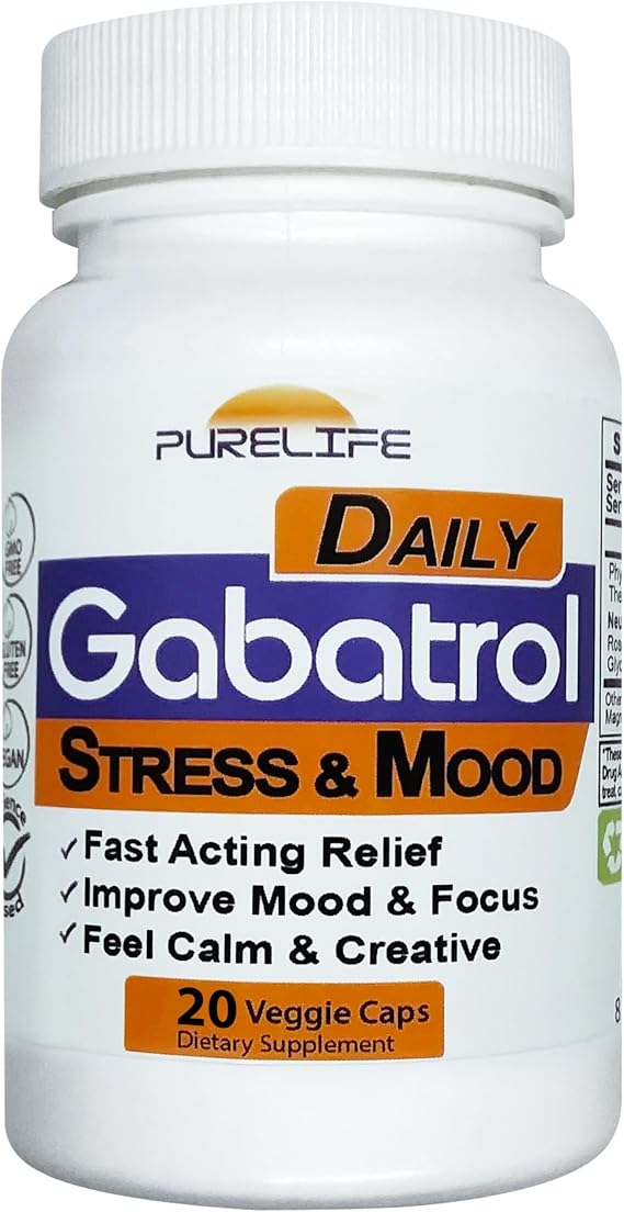 Gabatrol Daily Plant Based GABA Supplement. Vegetarian and Vegan Friendly (20 Veggie Caps)