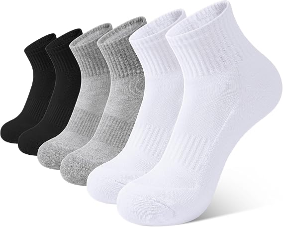 BOOPH 6 Pairs Kids Socks Boys Girls Cushioned Quarter Athletic Ankle Socks