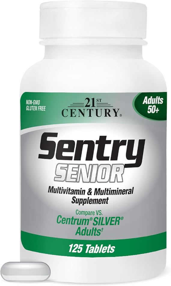 21st Century Sentry Senior Multivitamin Tablets, 125-Count | Compare VS. Centrum SILVER Adults, Adults 50 Plus with A Full Antioxidant Formula & RDI Nutrients for Heart