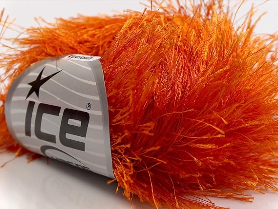 Orange Extra Long Eyelash Yarn Ice Luxurious Fun Fur 50gr 38yds 13269