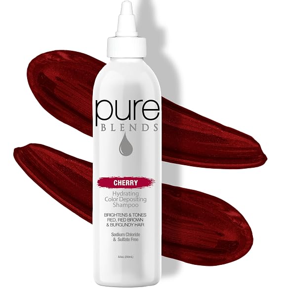 Pure Blends Cherry Hydrating Color Depositing Shampoo - Brighten & Tone Faded Hair, Semi-Permanent Tint, Prevents Fade for Color-Treated Hair, 8.5 Oz.