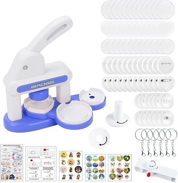 Badge Maker Machine, Badge Machine Kids Badges Button Maker Machine, Badge Press Machine Abs Pin Maker Machine, Pin Badge Machine for Children DIY Gifts and Craft Toys (Blue)