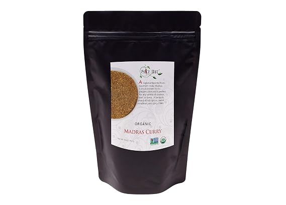 Spice Hut - Madras Curry Powder, Organic, No Salt, Madras Masala Indian Seasoning for Cooking Spicy South Asian Food / Yellow Indian Curry Desi Spice Blend / All-Natural, Kosher, Vegan, Gluten Free, Keto -No MSG- 1lb Bulk Pack