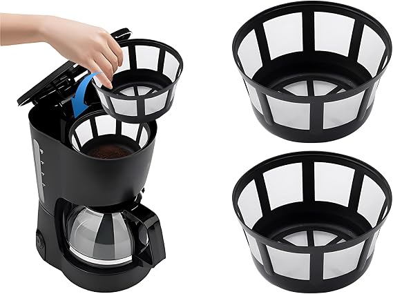 Reusable Coffee Filter 8-12 Cup Nylon Mesh Basket for Mr Coffee 2 Pack | Black and Decker Coffee Filter Brewers Proctor Silex Basket Replacement mr Coffee Permanent Filter 12 cup