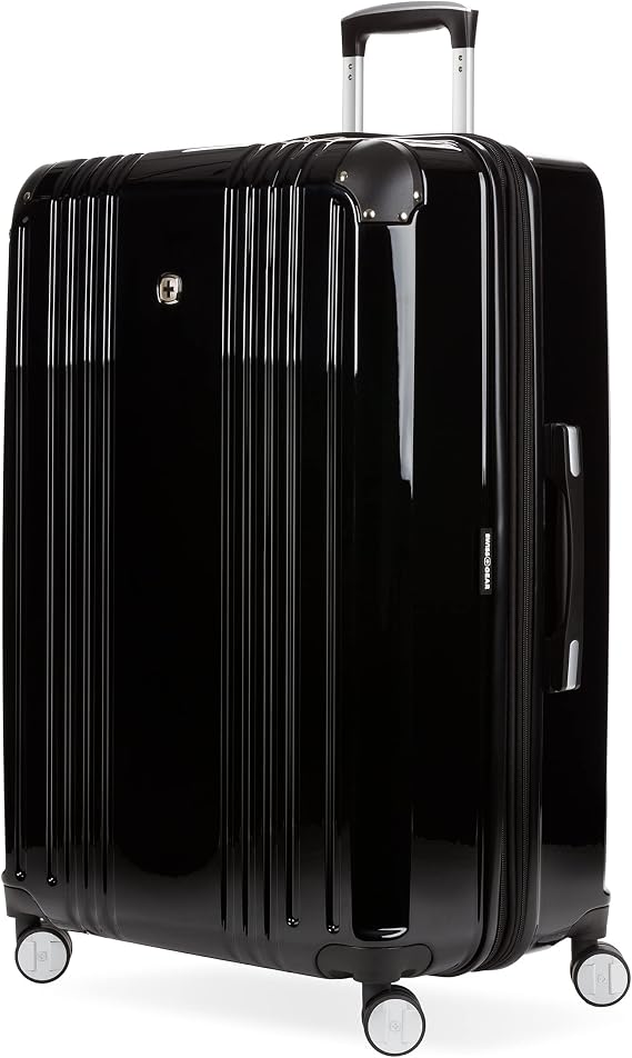 SwissGear 7786 Hardside Expandable Luggage with Spinner Wheels, Black, Checked-Large 27-Inch