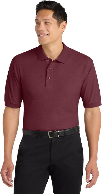 Port Authority Unisex Tall Silk Touch Polo | Longer Length Collared Shirt for Men & Women, Chest Pocket, 3 Button Placket, Flat Knit Collar & Cuffs, Side Vents