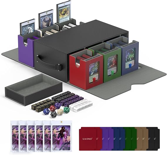 UAONO MTG Commander Deck Box, 6-Deck Modular TCG Deck Case with Dice Tray