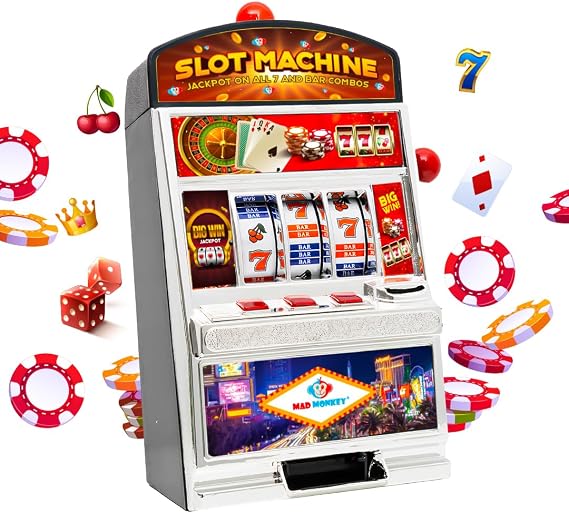 Slot Machine XL Single Arm Bandit in Slot Machine Design with Light and Sound ATM Machine with Lights Coin Machine for Children and Adults Casino Machine for Real Money