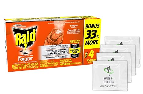 Raid Concentrated Fogger 1.5 Oz - 3 Pack W/Health and Outdoors Wipes
