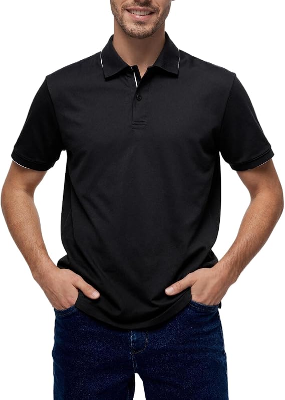 Men's Polo Shirts Collared Golf Shirt Performance T-Shirt Sport Button Down Tee Summer Casual Shirt