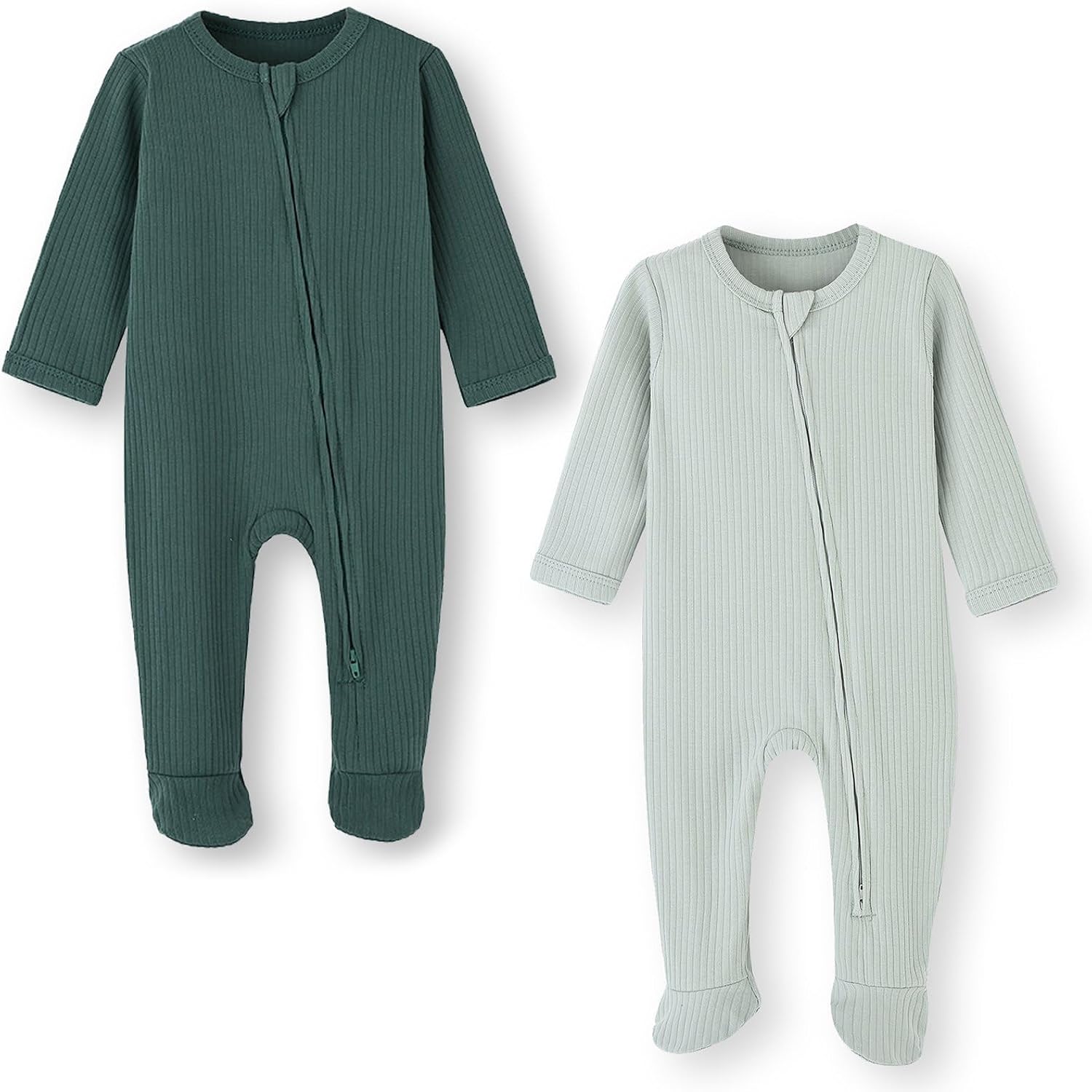 ACESTAR Baby Footies Pajamas, 2-Way Zipper Baby Sleepers with Mitten Cuffs - Long Sleeve Baby Zip Up Onesie for 0-12 Months