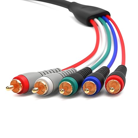 BlueRigger Component Video Cable with Audio (12FT, RCA- 5 Cable, Supports 1080i) - Compatible with DVD Players, VCR, Camcorder, Projector