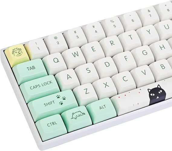 XDA Profile PBT Keycaps 60%, 135 Key Custom Gaming Keycaps Dye-sublimated Cherry Gateron MX Switch Mechanical Keyboard for ANSI US and Layout Strange cat