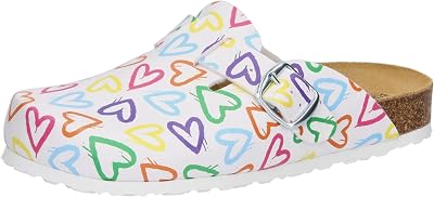 Lico Unisex Bioline Clog Print Mules, White, 9.5 Women