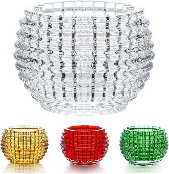 Clear Round Glass Votive Candle Holders, Fall Crystal Tea Light Candle Holder for Table Centerpieces, Votive for Birthday Christmas Party Decor,Single