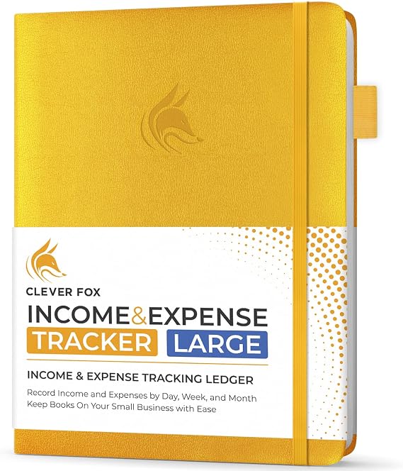 Clever Fox Income & Expense Tracker, Business Ledger 5.8x8.3 Amber Yellow