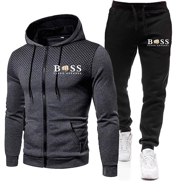 Mens Tracksuit Sets Letter Print Full Zip Jogging Sports Gym Suit