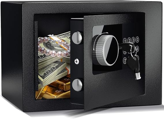 6.6L Safe for Home Anti-Theft Electronic Safe with 2 Keys Safe Waterproof Digital Security Box for Valuables such as Money Guns and Cash