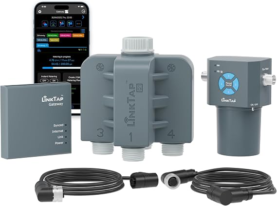 LinkTap Q1 WiFi Irrigation Computer & Gateway 4 Zones & Flow Meter