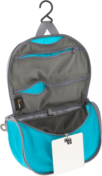 Sea to Summit Small Hanging Toiletry Bag, Travel Organizer, Atoll Blue | Ultralight, super-compact hanging toiletry bag organizes essentials for minimalist travel and outdoor adventures
