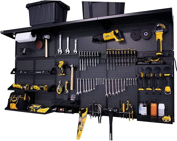 OmniWall Weekend Warrior XL Metal Pegboard Wall Organization System (Black/Black)