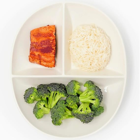 Uba Portion Control Plate for Healthy Eating & Bariatric Diet | Divided Porcelain Dinner Plate