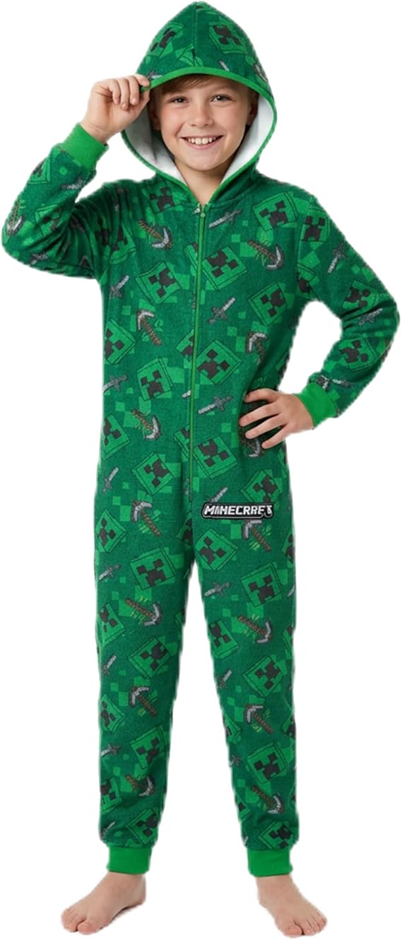 Get Trend Onesies for Boys & Teens 7-16 Years, Long Sleeved Fleece Loungewear PJs, Jumpsuit Pyjamas, Gamer Gifts for Boys