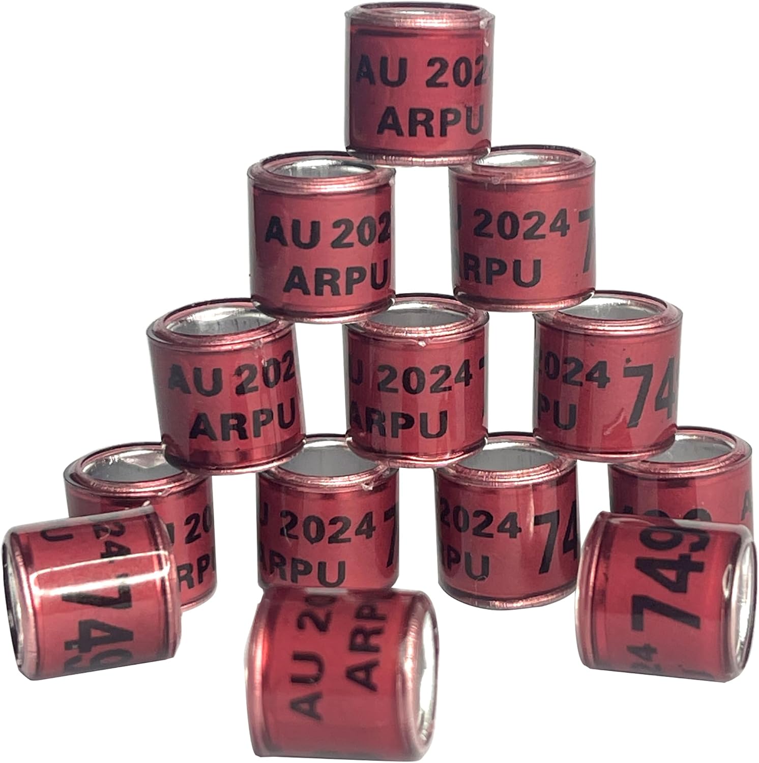 100Pcs Aluminum Pigeon Ring 8mm ID Bands, Customizable, Durable, Safe for Birds