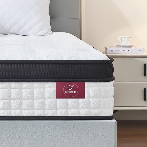 Doublelife King Size Mattress 5FT, 11 Inch Extra Thick Gel Memory Foam 9 Zone Orthopedic Mattress, Breathable Foam with Individually Pocket Spring, Motion Isolation(150x200x28cm)
