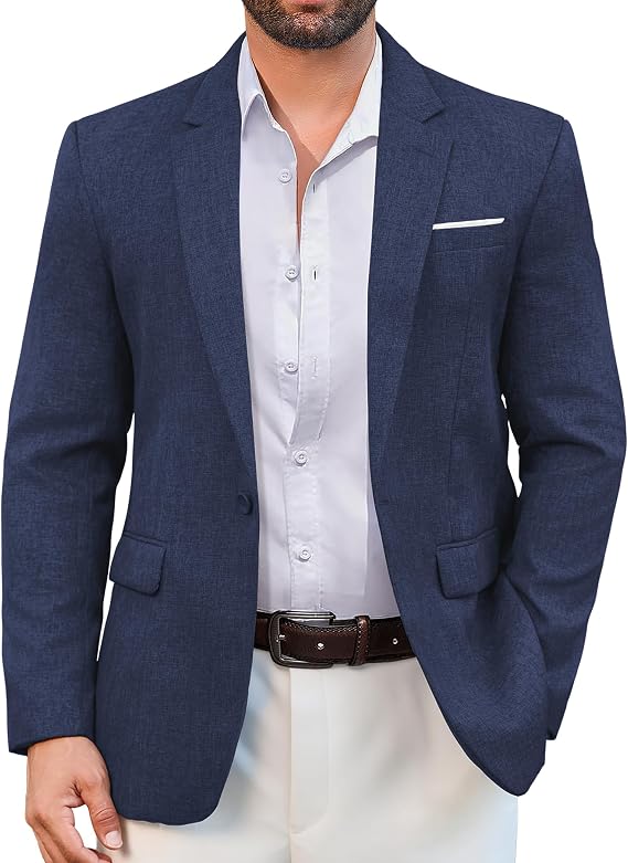 Vssjavun Blazer for Men Casual Suit Jackets Lightweight Sport Coat One Button Slim Fit Suits