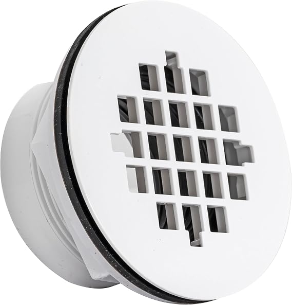 EZ-FLO 2 Inch Schedule 40 PVC DWV No-Caulk Shower Drain with Snap-in Strainer, Plastic Grid, 15303