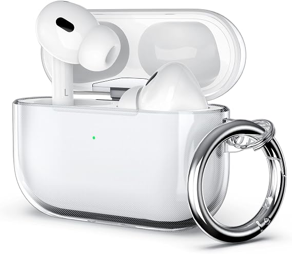 ULAK Clear for Airpods Pro 2nd/1st Generation Case 2022/2019 | Soft TPU Airpods Pro 2 Clear Cover Shock-Absorbing Transparent Protective Cover Keychain for Airpods Pro [Front LED Visible]