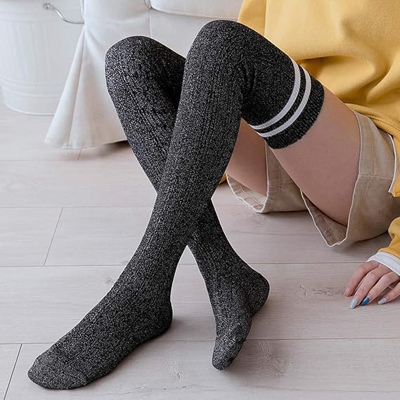 Socks Women'S Ink Silk Over Knee Stock Stripe Warm Leg Warmers High Long Socks Pile Of Breathable Socks